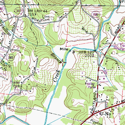 Topographic Map of Phillips Branch, NC