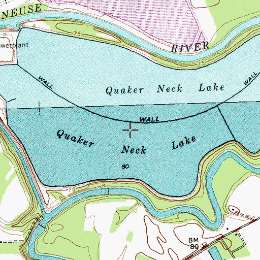 Topographic Map of Quaker Neck Lake, NC
