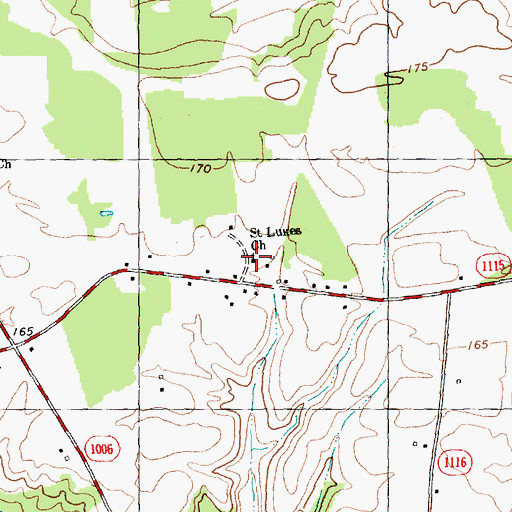 Topographic Map of Saint Lukes Church, NC