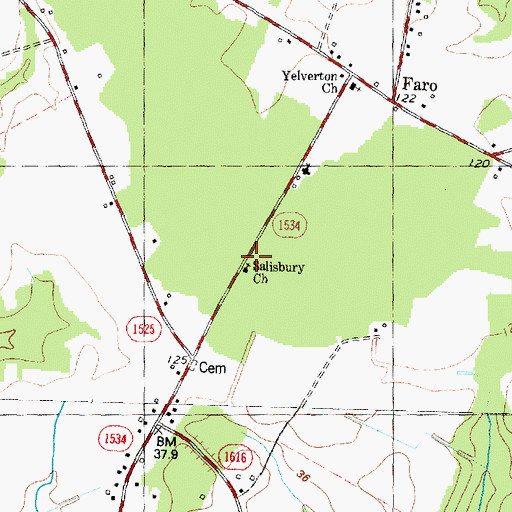 Topographic Map of Salisbury Church, NC