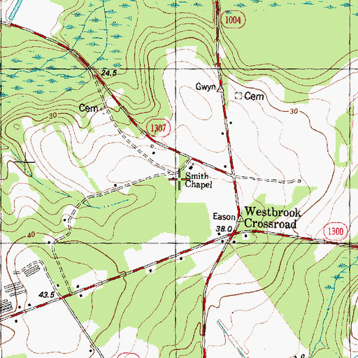 Topographic Map of Smith Chapel, NC