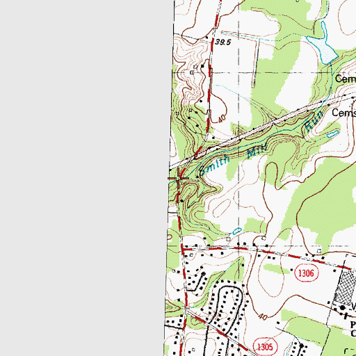 Topographic Map of Smith Mill Run, NC