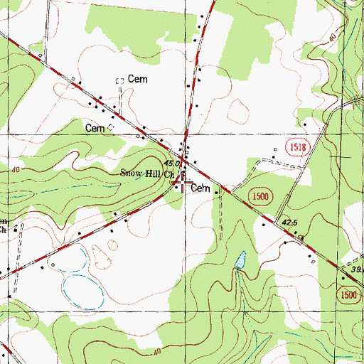 Topographic Map of Snow Hill Church, NC