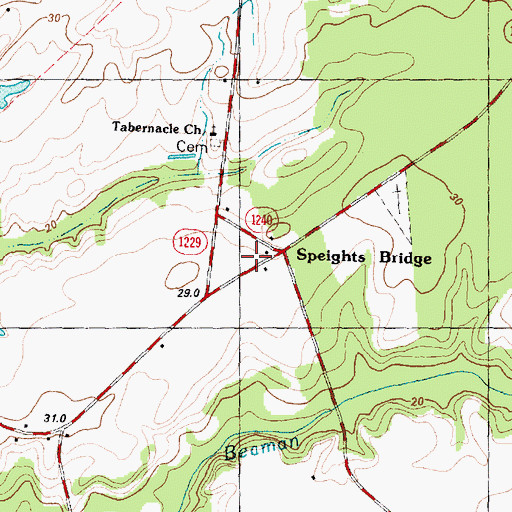 Topographic Map of Speights Bridge, NC