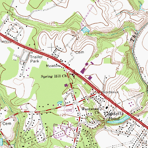 Topographic Map of Spring Hill Church, NC