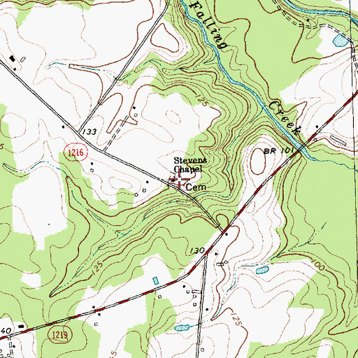 Topographic Map of Stevens Chapel, NC