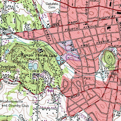 Topographic Map of Temple Terrace Lake, NC