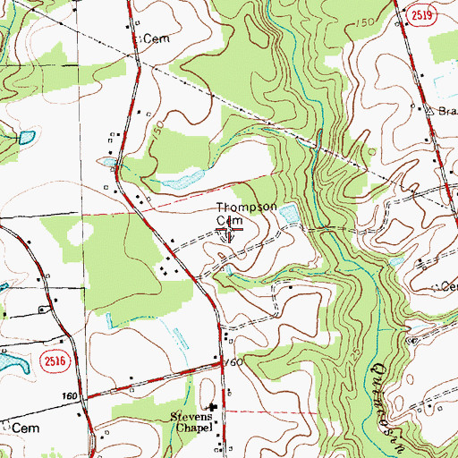 Topographic Map of Thompson Cemetery, NC