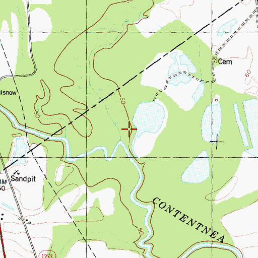 Topographic Map of Toisnot Swamp, NC