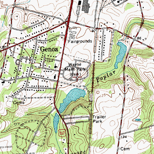 Topographic Map of Wayne Memorial Park, NC