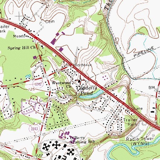 Topographic Map of Westwood Church, NC