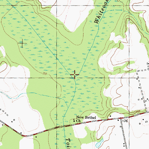 Topographic Map of Whiteoak Swamp, NC