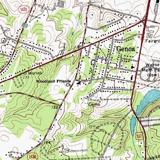 Topographic Map of Woodland Friends Church, NC