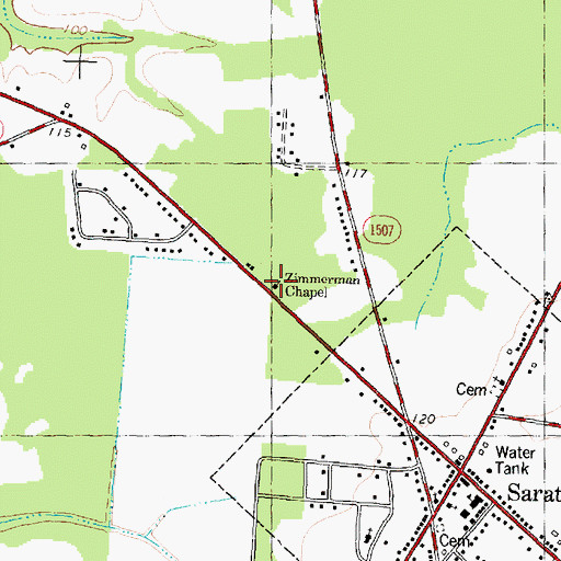 Topographic Map of Zimmerman Chapel, NC
