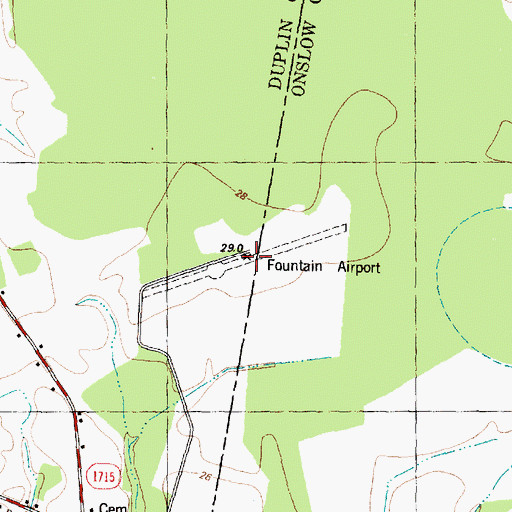 Topographic Map of Fountain Airport (historical), NC