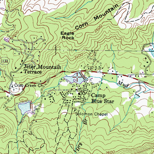Topographic Map of Camp Blue Star Lake Number Two, NC