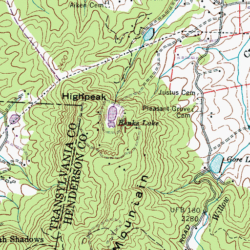 Topographic Map of Jump-Off Mountain Dam, NC