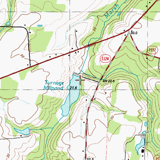 Topographic Map of Turnage Millpond Dam, NC