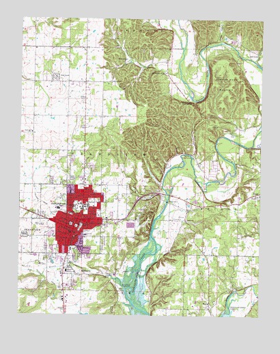 Tahlequah, OK USGS Topographic Map