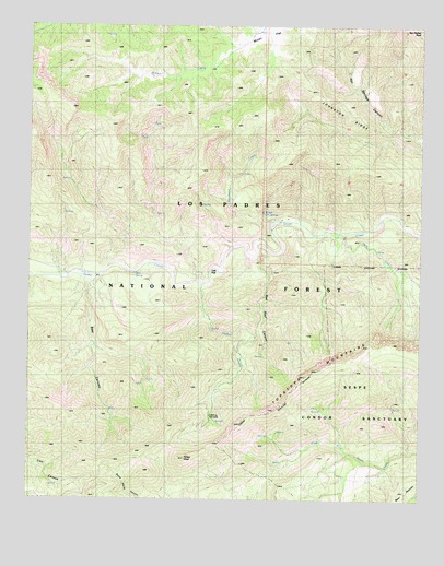 Topatopa Mountains, CA USGS Topographic Map