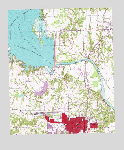 Denison Dam, TX USGS Topographic Map