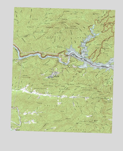 Fontana Dam, NC USGS Topographic Map