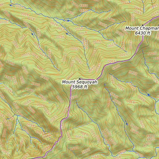 OpenTopoMap map of Mount Sequoyah, NC