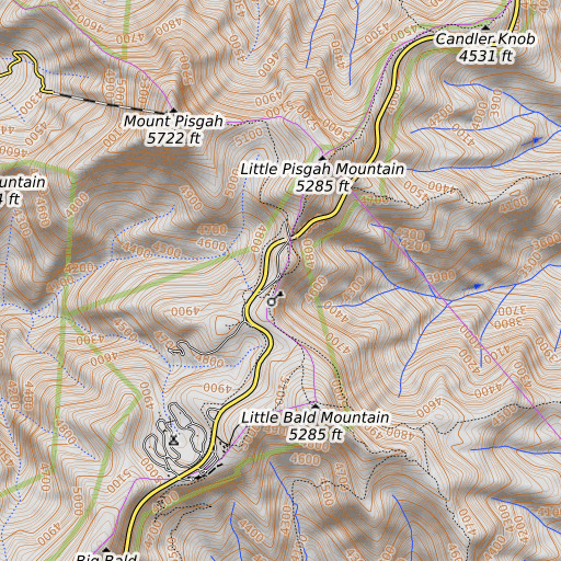 OpenTopoMap map of Buck Spring Gap, NC