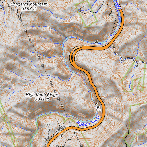 OpenTopoMap map of Dicks Branch, NC
