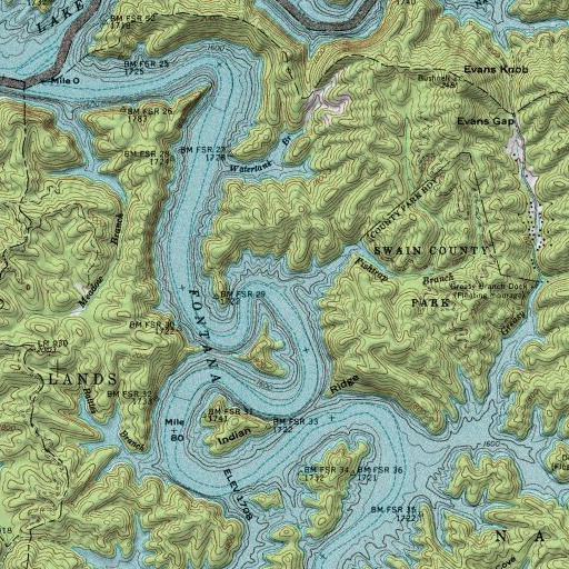 USGS 24K topo map of Fishtrap Branch, NC