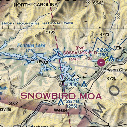 FAA VFR chart of Fishtrap Branch, NC