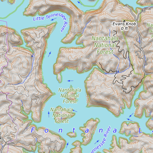 OpenTopoMap map of Fishtrap Branch, NC