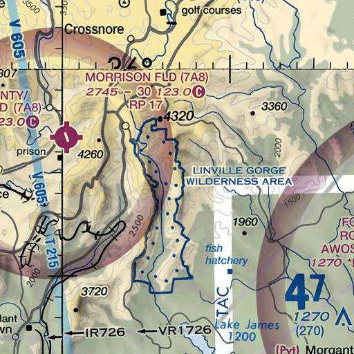 FAA VFR chart of Hawksbill Mountain, NC