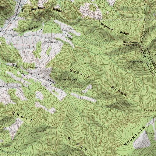 USGS 24K topo map of Sarvis Gap, NC