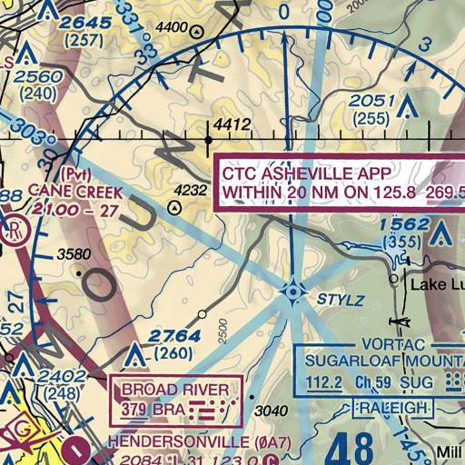 FAA VFR chart of Barnwell Mountain, NC