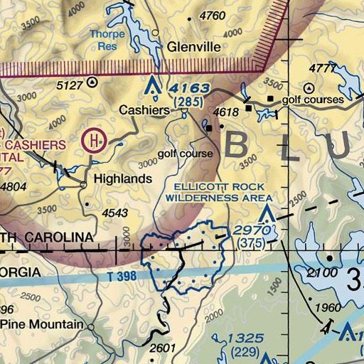 FAA VFR chart of Bearpen Mountain, NC