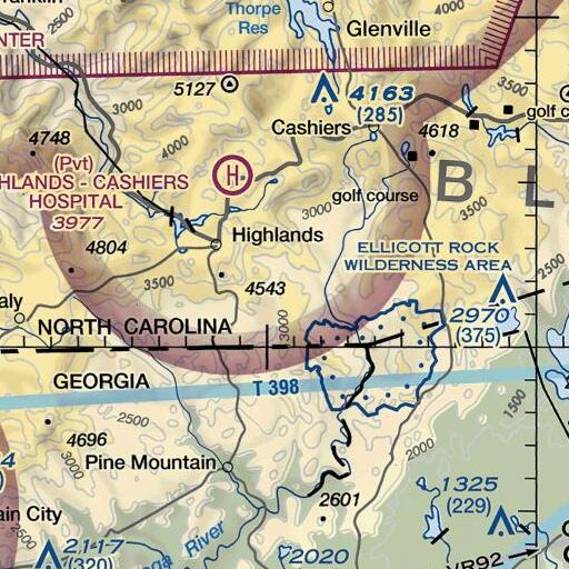 FAA VFR chart of Chestnut Mountain, NC