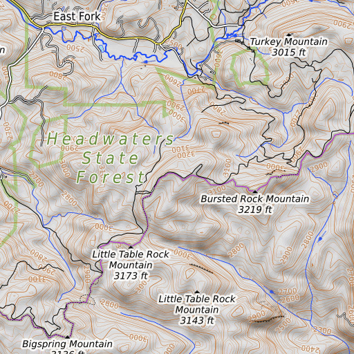 OpenTopoMap map of Dolves Mountain, NC