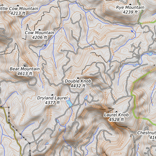 OpenTopoMap map of Double Knob, NC