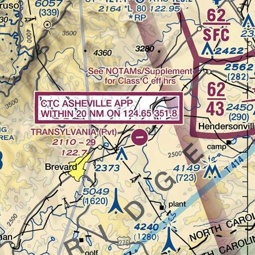 FAA VFR chart of Enon Mountain, NC