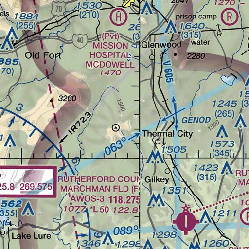 FAA VFR chart of Grassy Mountain, NC