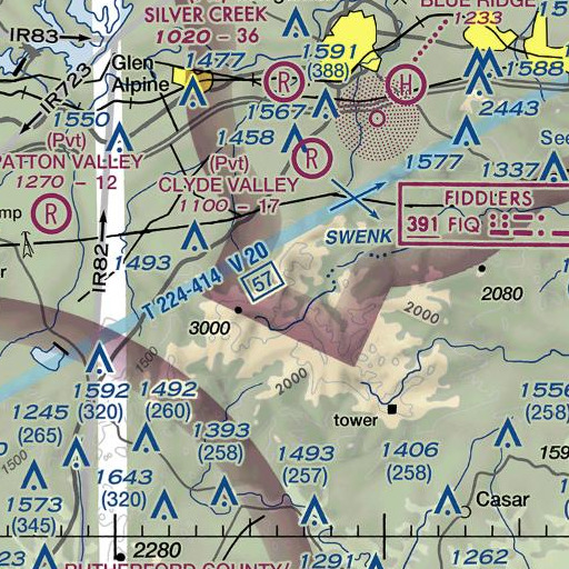 FAA VFR chart of Krunkleton Knob, NC