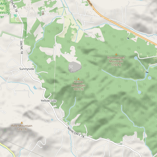 OpenStreetMap map of Yellow Mountain, NC