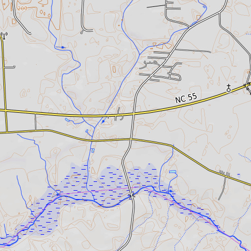 OpenTopoMap map of Green Branch, NC