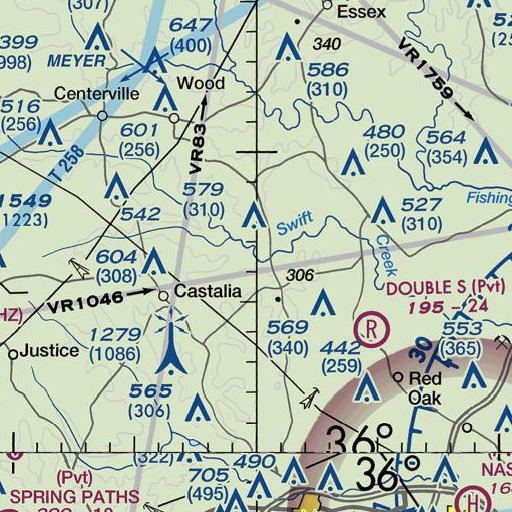 FAA VFR chart of Tumbling Run, NC