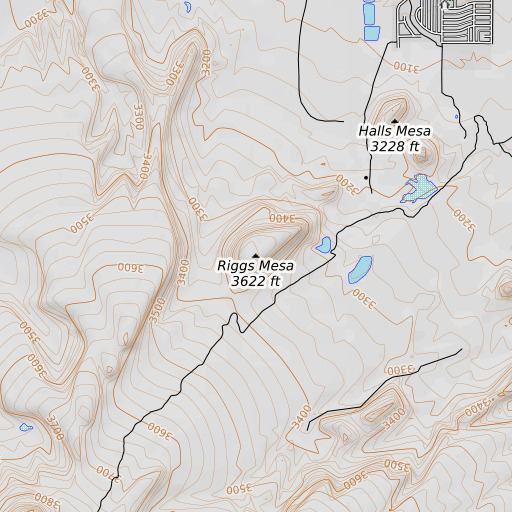 OpenTopoMap map of Riggs Mesa, AZ