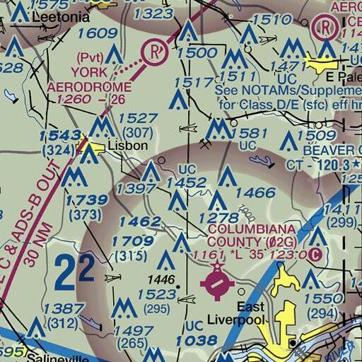 FAA VFR chart of Beaver Creek State Forest, OH