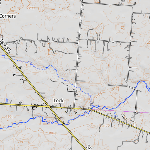 OpenTopoMap map of Dowell Cemetery, OH