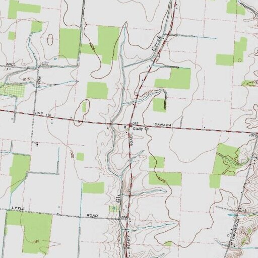 USGS 24K topo map of Glady Church, OH