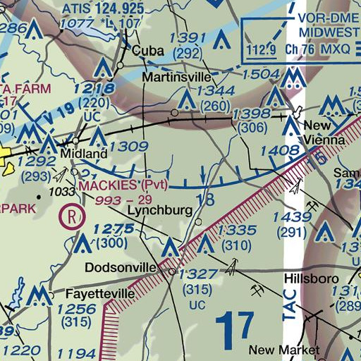 FAA VFR chart of Glady Church, OH